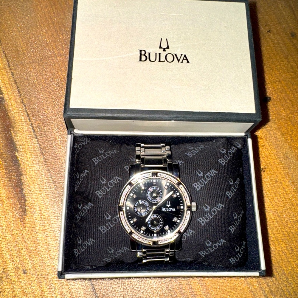Bulova Men’s Stainless Steel Watch With Diamonds